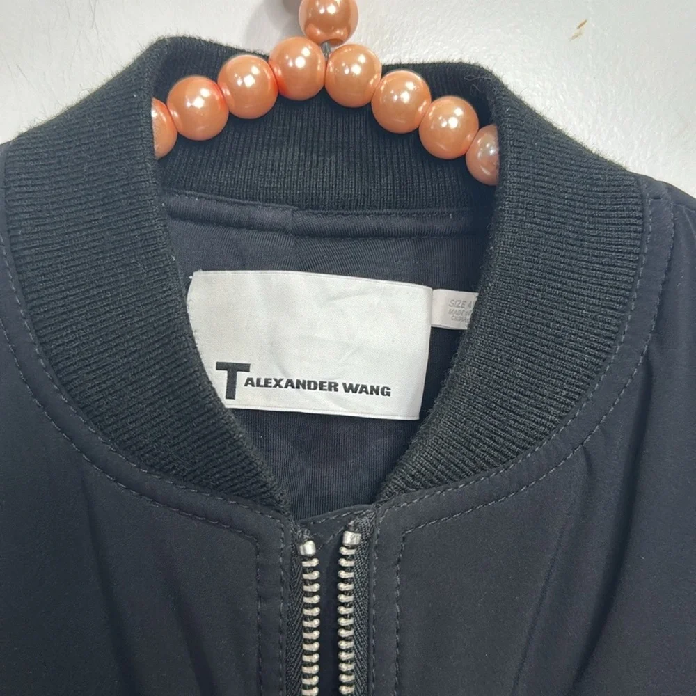 T ALEXANDER WANG BLACK CROPPED BOMBER JACKER 4 - Picture 6 of 14